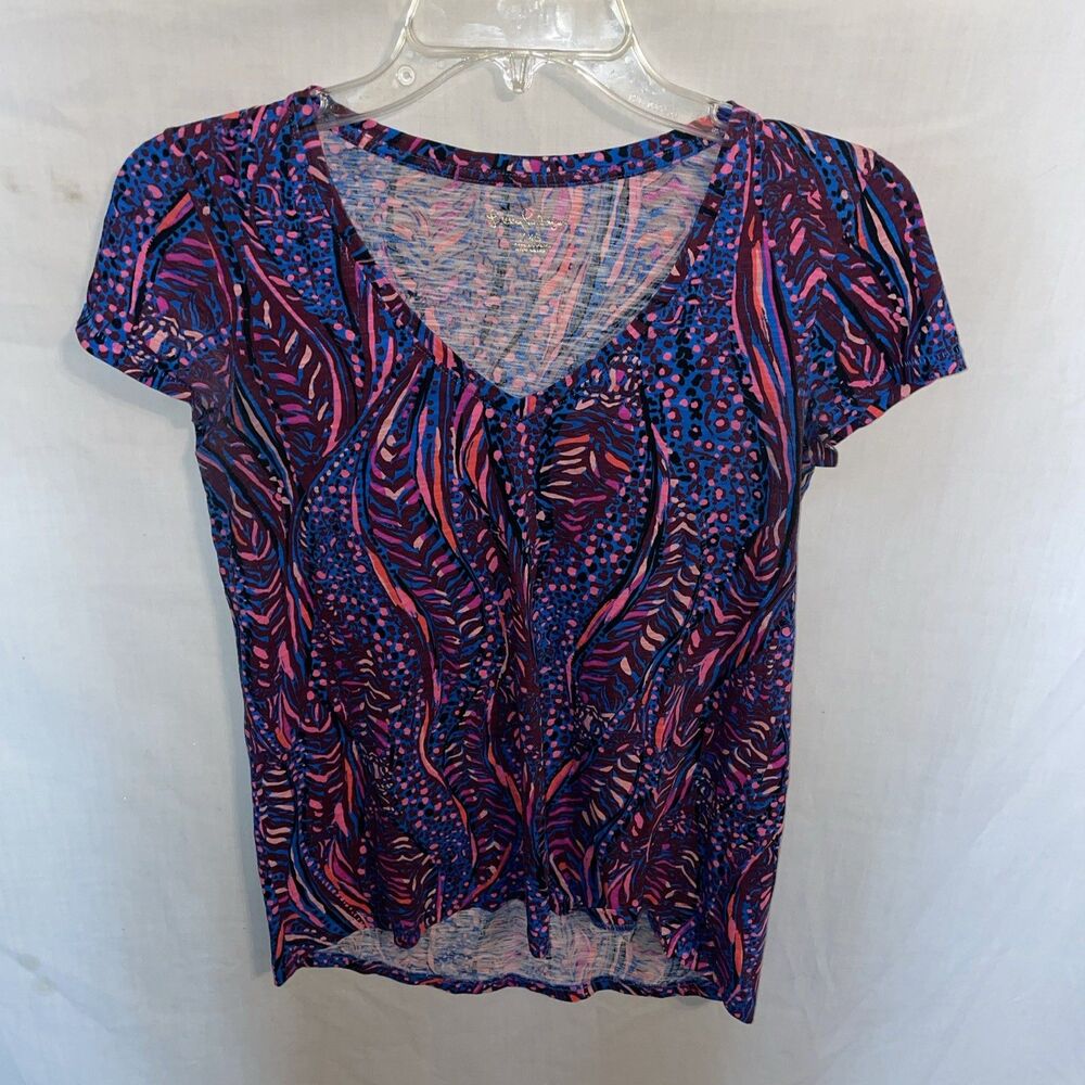 Lilly Pulitzer Womens Sport Shirt Size XXS Blue Purple Activewear Athleisure